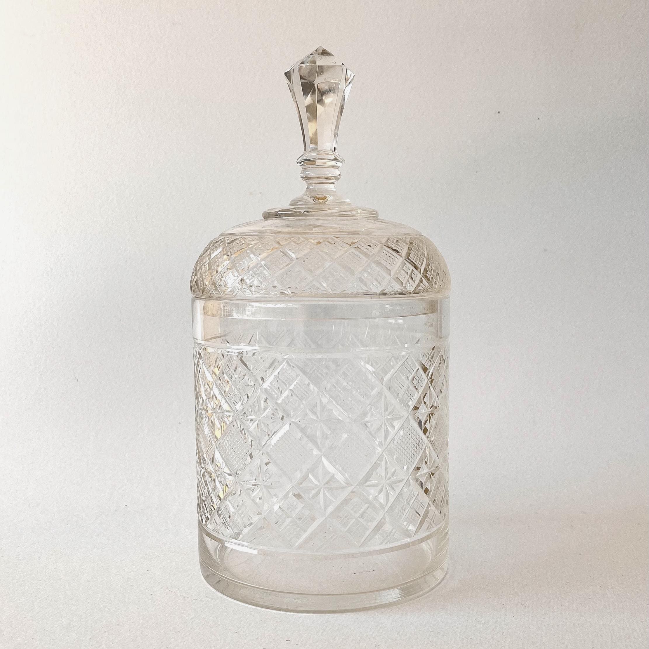 フランス アンティーク フランス 蓋つき クリスタル 容器 2点セット