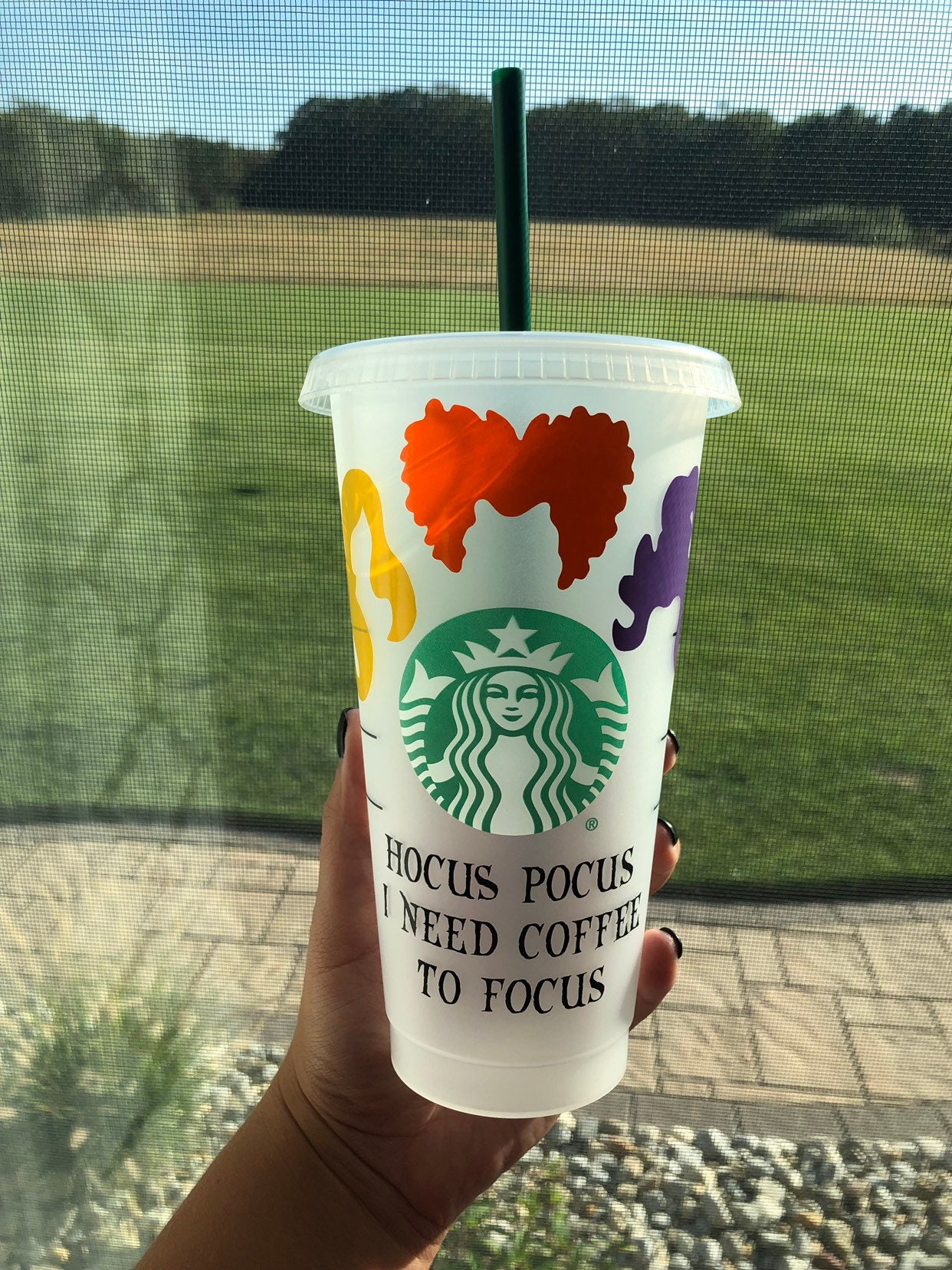 Hocus Pocus I Need Coffee to Focus Starbucks Resuable Cold Cup Tumbler Hocus Pocus I Need Coffee to Focus Starbucks Resuable Cold Cup Tumbler