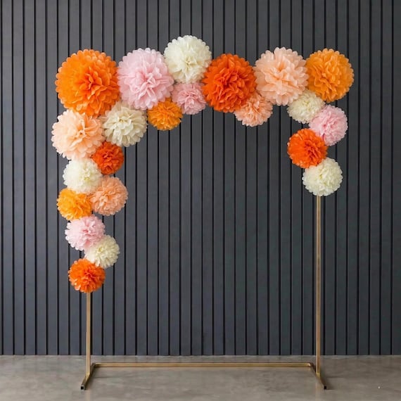 Party Decorations Tissue Paper Pom Pom 20 Pieces Set (Bright Orange)