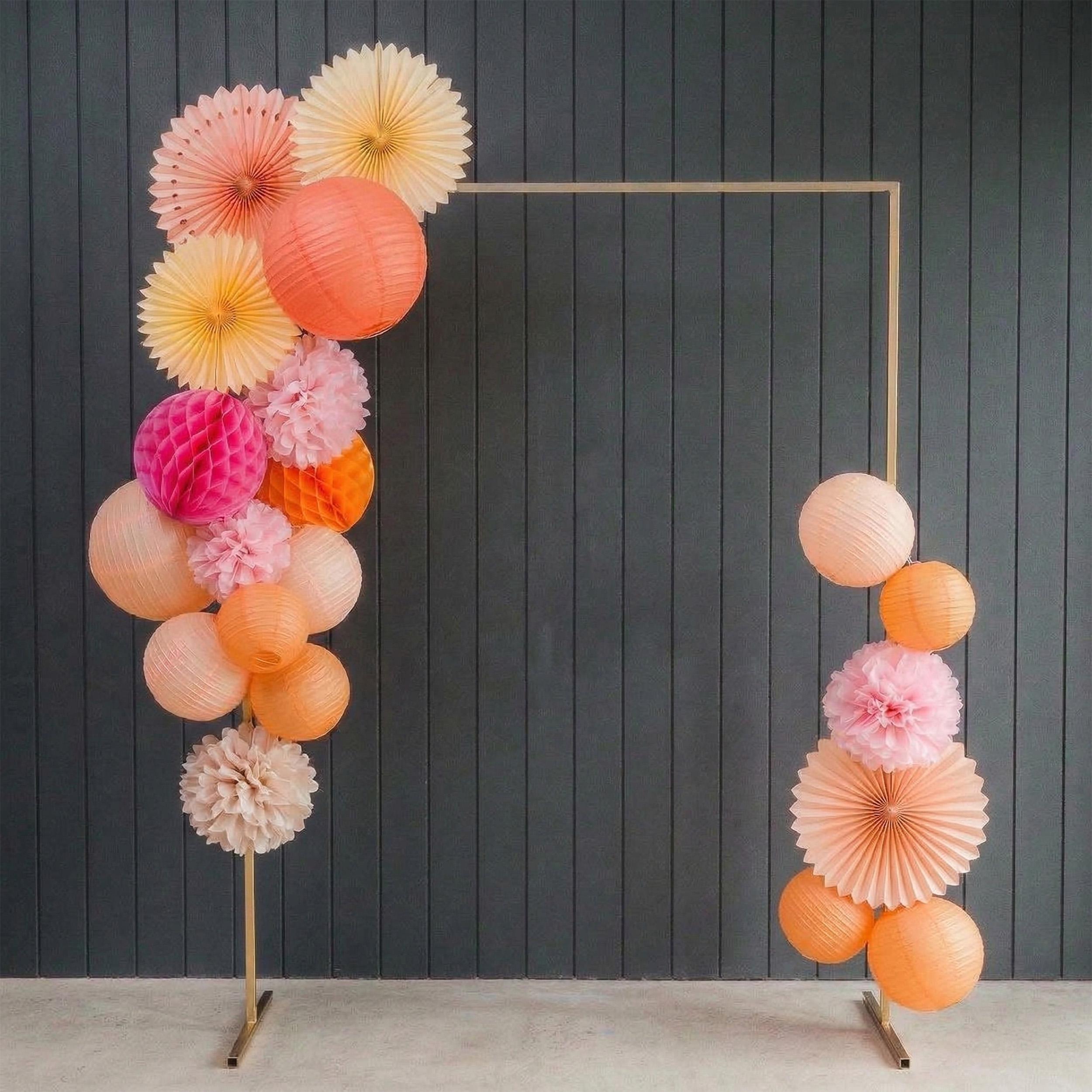 Décoration Mariage éventails Papier 12 Fleurs En Papier KunpengZen - Guirlande Décorative - Beige, Rose, Orange - Pour Fêtes, Mariages Decoration Fleur