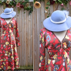 Laura Ashley Red Pink Floral Retro Silk Viscose Dress | 1980s/1990s