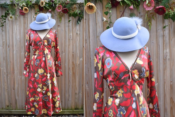 Laura Ashley Red Pink Floral Retro Silk Viscose Dr