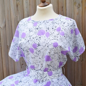 Lilac White Peplum Waist Midi Dress Batwing Sleeves Pencil Skirt Secretary Dress Size 12 image 4