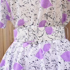 Lilac White Peplum Waist Midi Dress Batwing Sleeves Pencil Skirt Secretary Dress Size 12 image 7