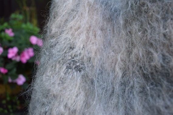 Grey Mohair Wool Cape | Short Hooded Cape | 1960s - image 9