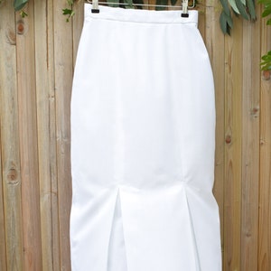 White Miss Selfridge High Waisted Long Pencil Skirt Kick Pleats Size 8-10 26 Waist 1980s Fashion image 3
