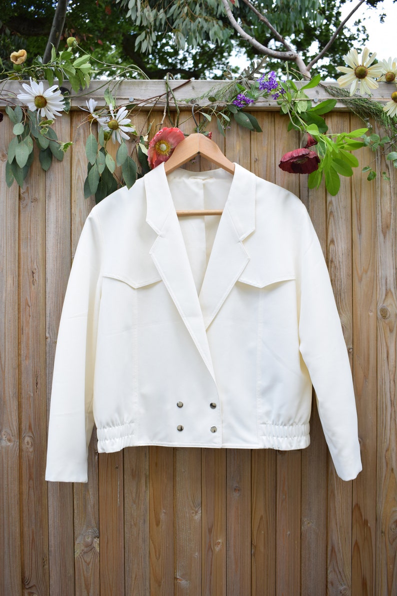 1980s Cream White Oversized Day Jacket Lightweight Jacket 80s Jacket St Michael image 2