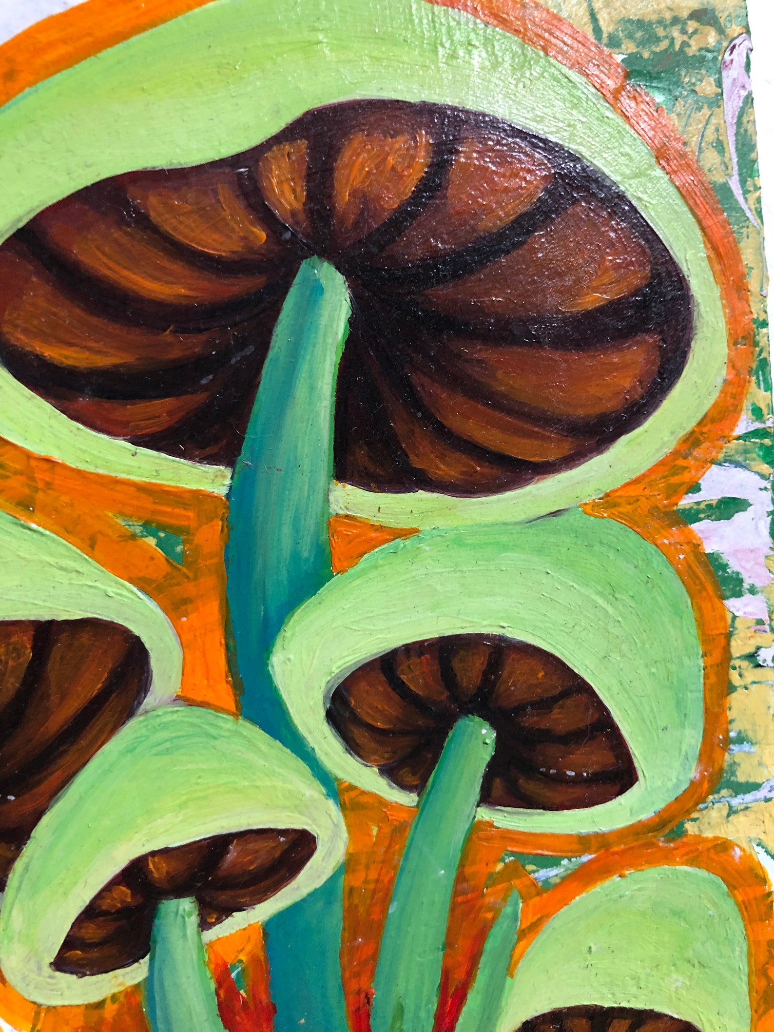 Trippy Mushroom Painting Neon Green Red Abstract Home Decor Etsy UK