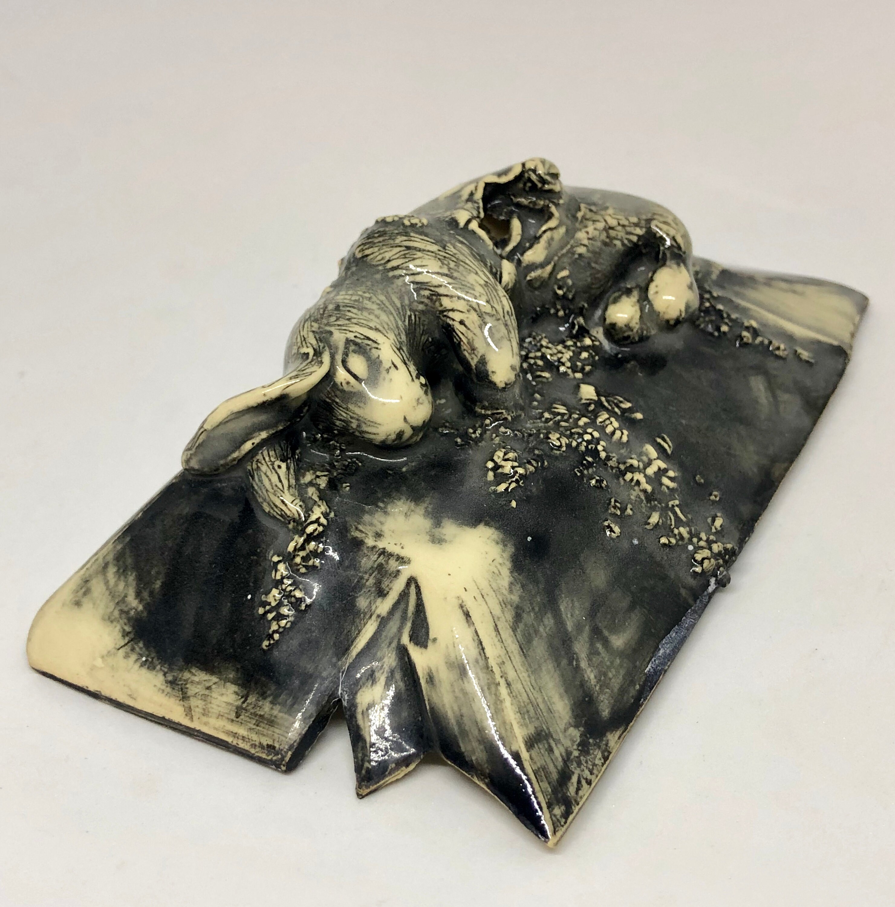 Rabbit Ceramic Sculpture Black and White Death and Decay - Etsy