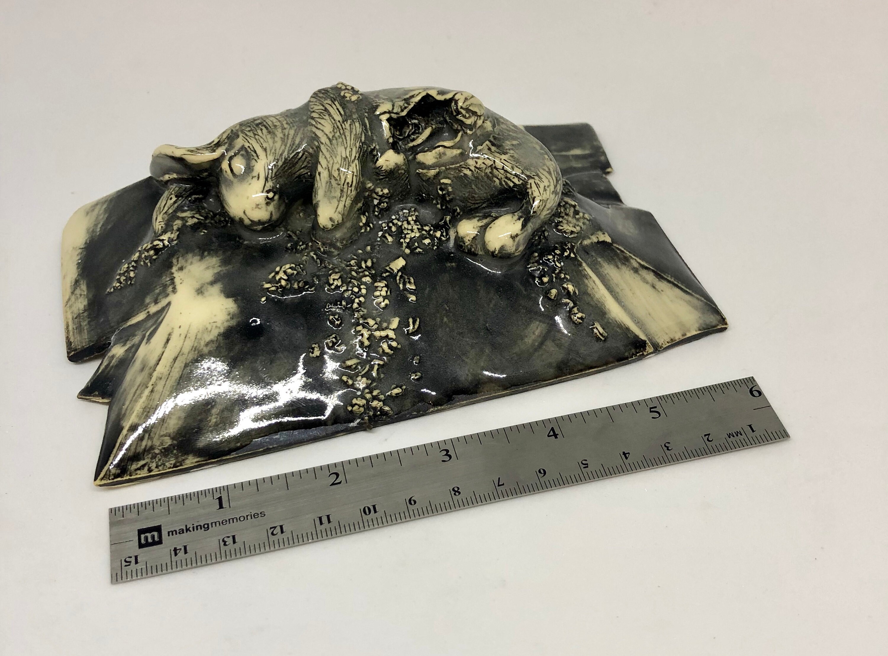 Rabbit Ceramic Sculpture Black and White Death and Decay - Etsy