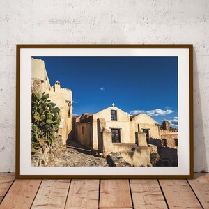 Alte Steinhäuser Fotodruck, Rustikale Wandkunst, Bauernhaus-Wanddekor, Griechenland-Reise-Poster, Architektur-Druck, Boho-Dekor