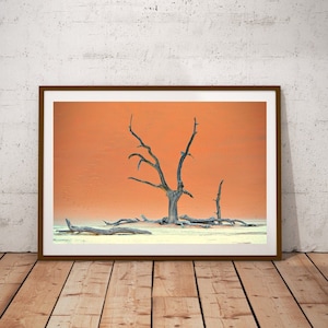 Namibia Desert Wall Art, Deadvlei Sossusvlei Print, Dry Tree Boho Decor, Fine Art Photography, Minimalist Surreal Landscape, Africa Poster