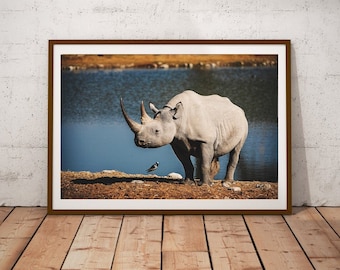 Rhino Photography Print, African Wildlife, Namibia Decor