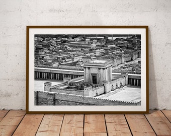 Second Temple, Solomon&#39;s Temple Print, Israel Poster, Holy Temple in Jerusalem Wall Art, Gift forJews, Bible Print, Model of Herod&#39;s Temple