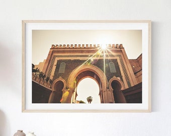 Impresión de arquitectura marroquí: Arte mural de viaje a la Medina de Fez