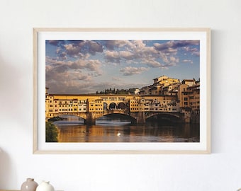 Impression Ponte Vecchio Florence, affiche de l'architecture de Florence, photographie d'art, décoration murale Florence Toscane, cadeau pour les amoureux de l'Italie, impression Boho