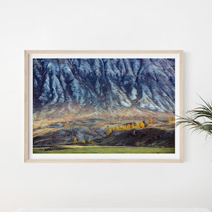 Stampa foresta autunnale, poster dei Monti Altai, paesaggio astratto, foto artistica, decorazione da parete grande albero, regalo di avventura, foto artistica minimalista