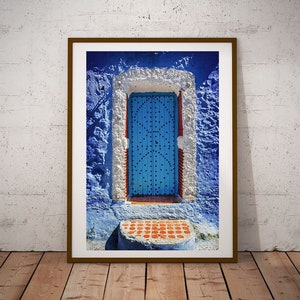 Door Art Print, Chefchaouen Blue City of Morocco, Fine Art Photography, Moroccan Arch, Boho Decor, North Africa Travel Gift, Blue Wall Art
