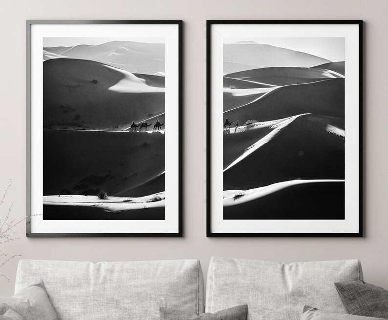 Desert Wall Art Black and White Desert Print Set of 2 Etsy