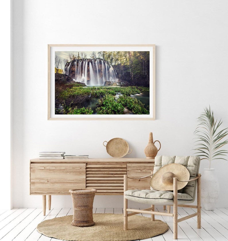Waterfall Wall Decor Plitvice Lakes Poster Landscape - Etsy