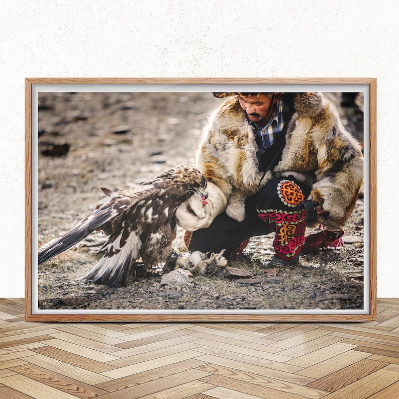 Fine Art Photography Eagle Hunter Print Eagle Wall Decor Bird Of Prey Wanderlust Gift Mongolia Art Travel Print Golden Eagles Poster