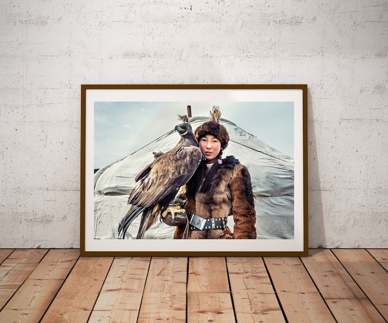 Eagles Hunter Poster, Eagle Huntress Wall Decor, Mongolia Photography ...