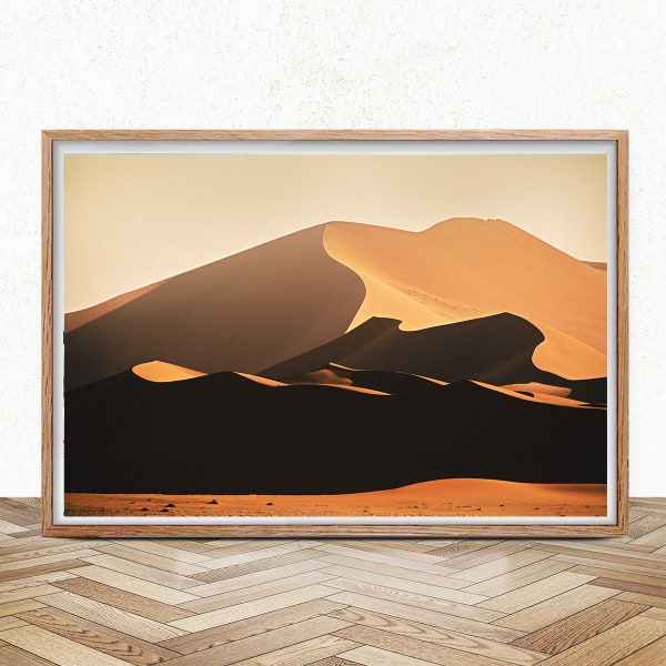 Impression du désert, art mural des dunes de sable, photographie d'art, paysage du désert du Namib, Namibie, Afrique, décoration murale bohème, décoration d'intérieur pastel, cadeau