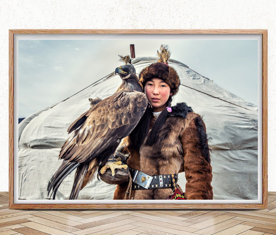 Eagles Hunter Poster, Eagle Huntress Wall Decor, Mongolia Photography ...
