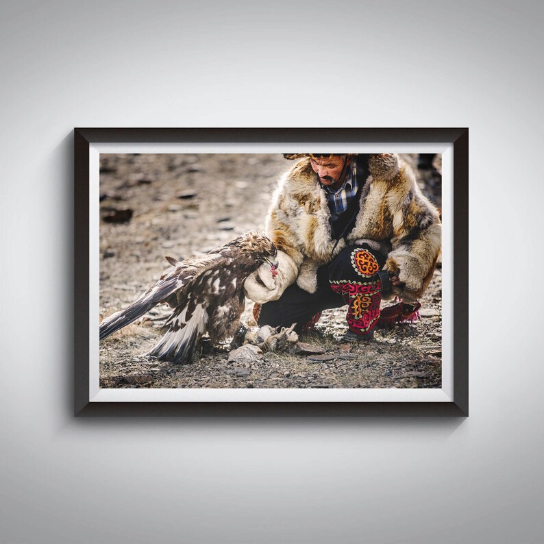 Fine Art Photography Eagle Hunter Print Eagle Wall Decor Bird Of Prey Wanderlust Gift Mongolia Art Travel Print Golden Eagles Poster
