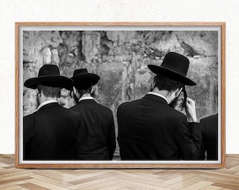 Jewish Prayer At The Wailing Wall, Western Wall Jerusalem Photography, Israel Religious Wall Art, Unique Israel Art, Gift for Orthodox Jews