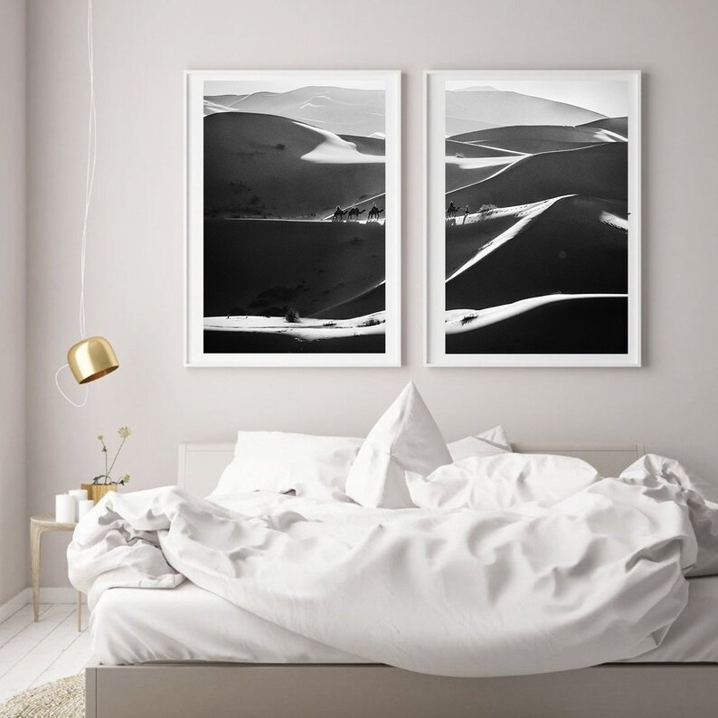 Desert Wall Art Black and White Desert Print Set of 2 Etsy