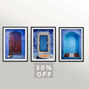 Chefchaouen Morocco Doors Print Set: Blue City Architecture