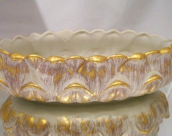 1950 Royal Haeger Bowl Tweed Pattern 22 Karat Gold