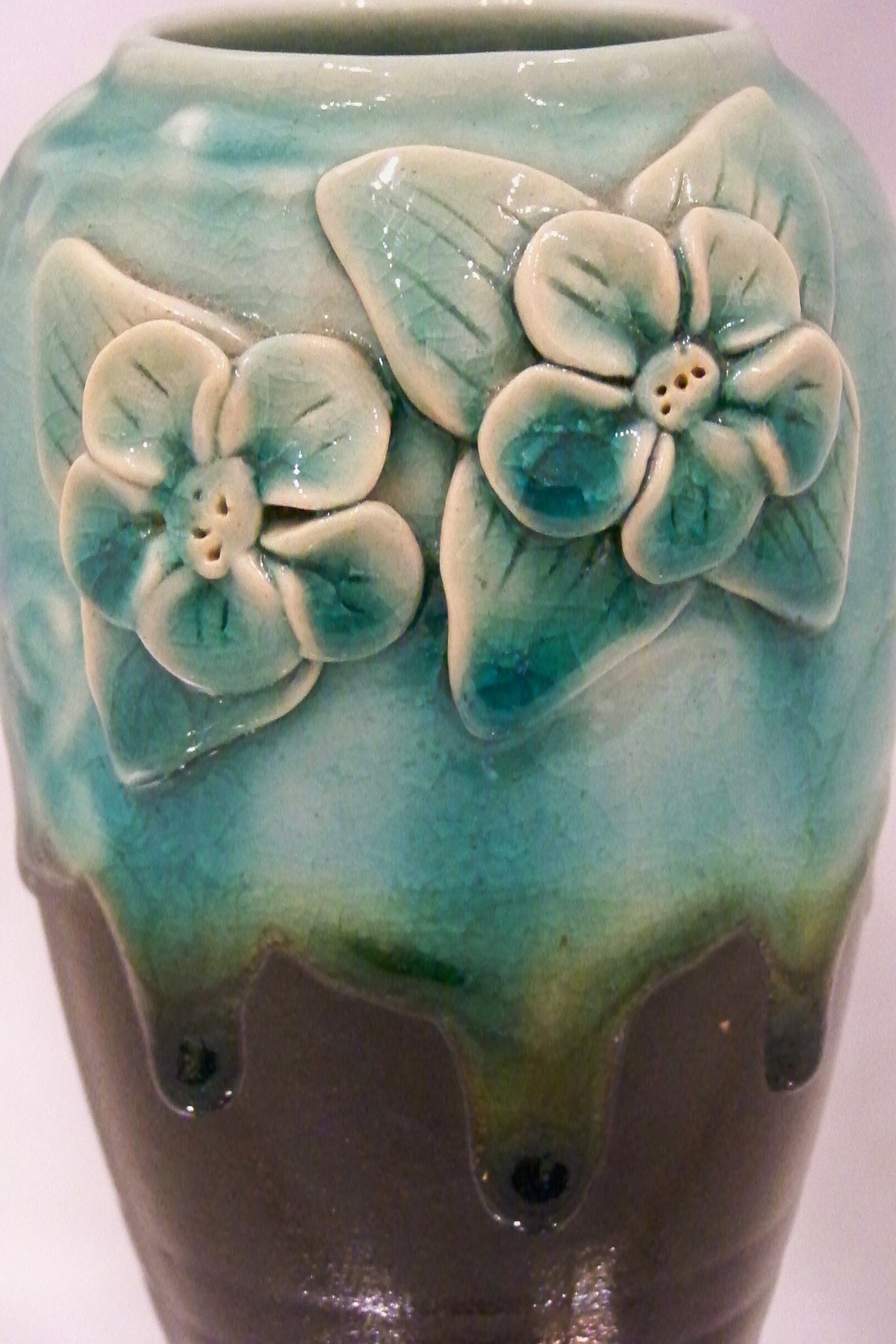 Teal and Black Ceramic Glazed Vase Etsy
