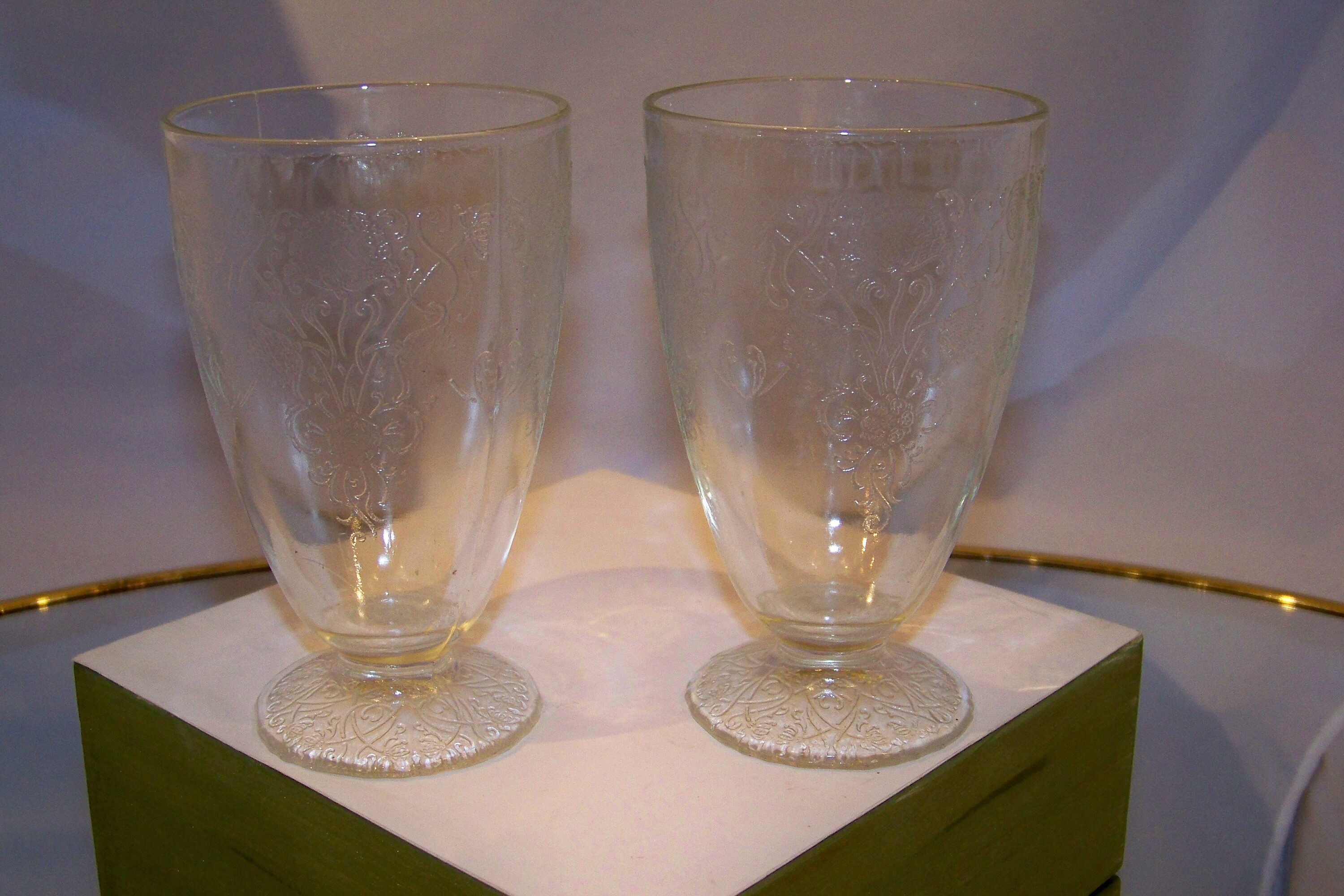 SET OF 6 Tall Drinking Glasses w/Poppy Floral Art Made in Russia, 8 fl oz  each