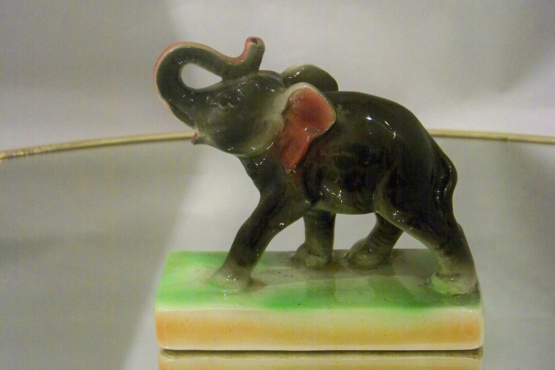 Vintage Japan Elephant Figurine Standing on Base Etsy