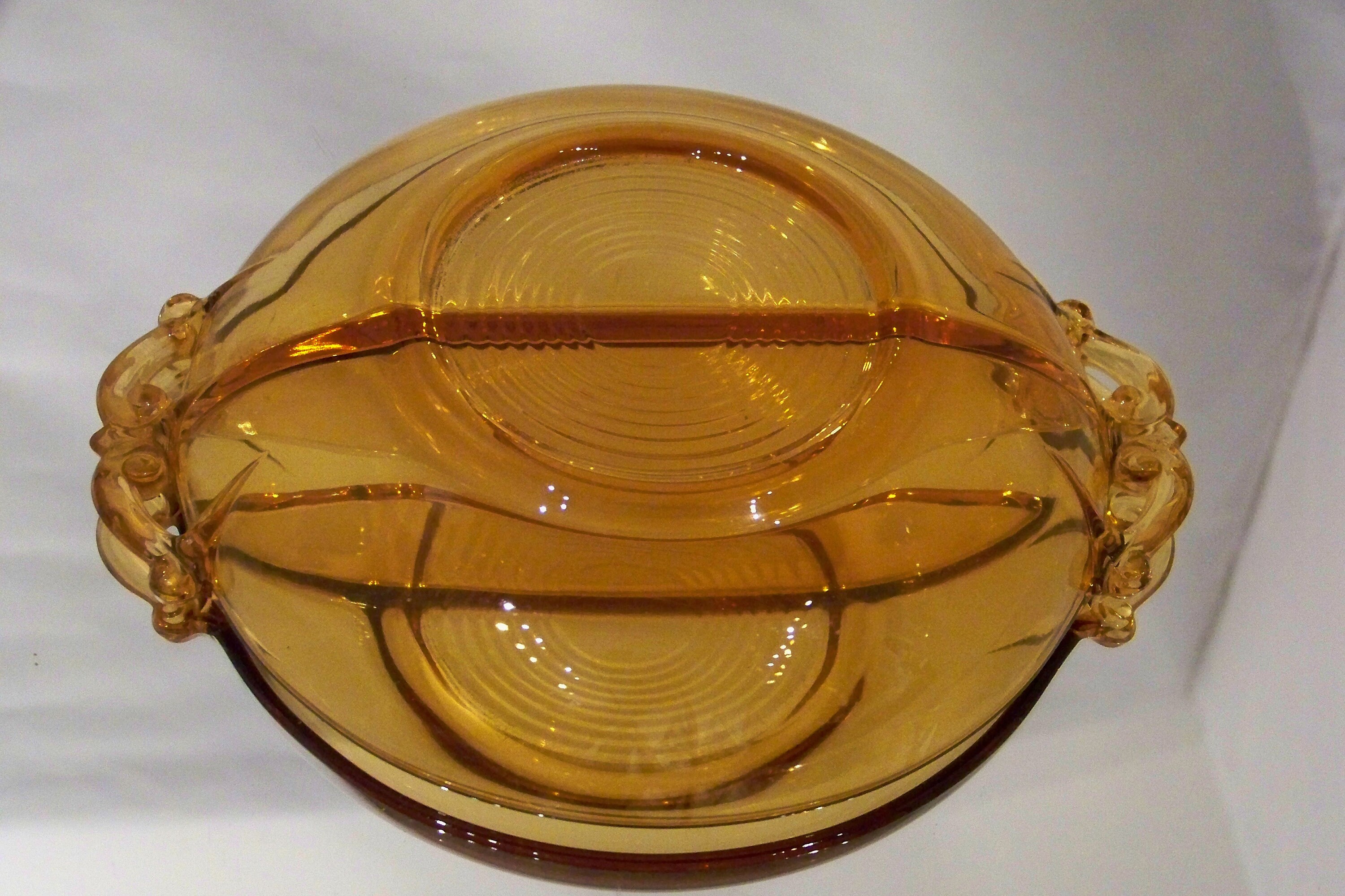 Amber Divided Candy Dish With Handles Etsy UK