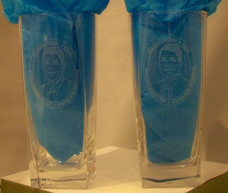 USS Ronald Reagan Tumblers Drinking Glasses Souvenier President