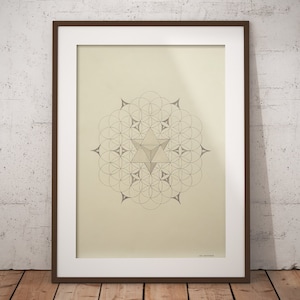 Flower of Life Merkaba Print-Sacred Geometry Poster-Star Tetrahedron-Merkaba Star-Ascension Stargate-Crystal Grid-Seed of Life-Sacred