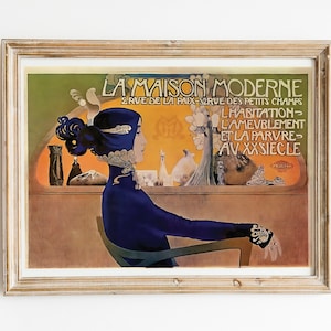 Impresión Art Nouveau-Cartel Art Nouveau-Cartel publicitario vintage-La Maison Moderne-1905-Manuel Orazi-Decoración Art Nouveau-Descarga digital-#12.