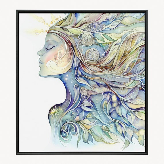 Gaia-Mother Earth Goddess-Water Colour Art Print-Nature Goddess-Divine Feminine-Nature Art-Digital download-AI Art-#13.
