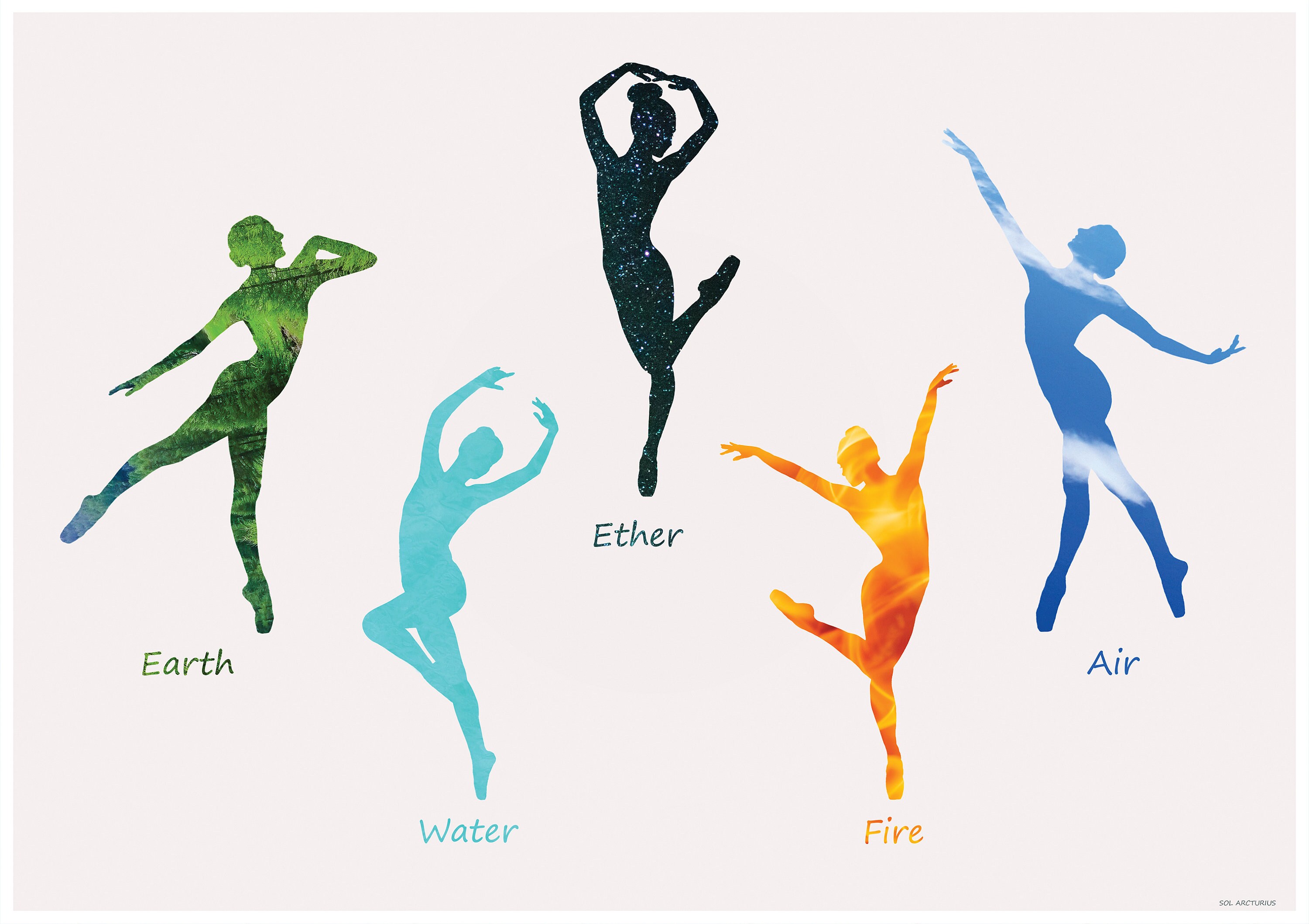 Dance Print The 5 Elements Poster Air Fire Water Earth Etsy