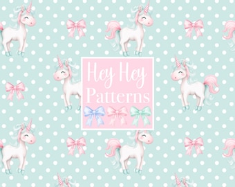 Preppy Seamless unicorn pattern, coquette pattern, seamless coquette pattern, polka dot pattern, seamless unicorn pattern, commercial use