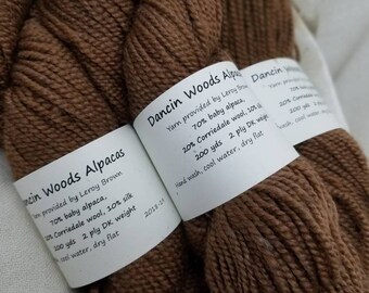 Milk chocolate brown 2 ply baby alpaca blend yarn -Leroy