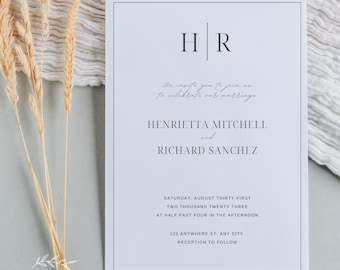 Minimalist Wedding Invitation Set: Elegant Printed Cards