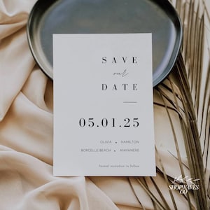Modern Save The Date, Save The Date met boog, Eenvoudig Save The Date, Minimalistisch Save the Date, Save the Date-kaart, Save the Date-sjabloon
