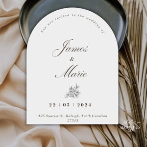 PRINTED Elegant Arch Wedding Invitation Minimalist Elegant Wedding Invite Arched Wedding Invitations Wedding Invitations with Arch Template