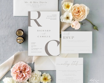 Elegant Wedding Invitation Suite: Minimalist Invitation Set