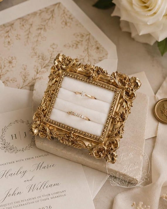 Wedding Ring Display Frame, Vintage Wedding Ring Holder, Flat Lay Ring Holder, Bridal Ring Display, Ring Box Alternative, Engagement Ring