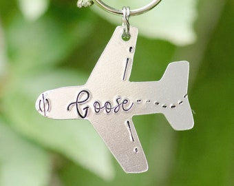 Leaving on a jet plane / pet ID tag / metal dog name tag / airplane keychain